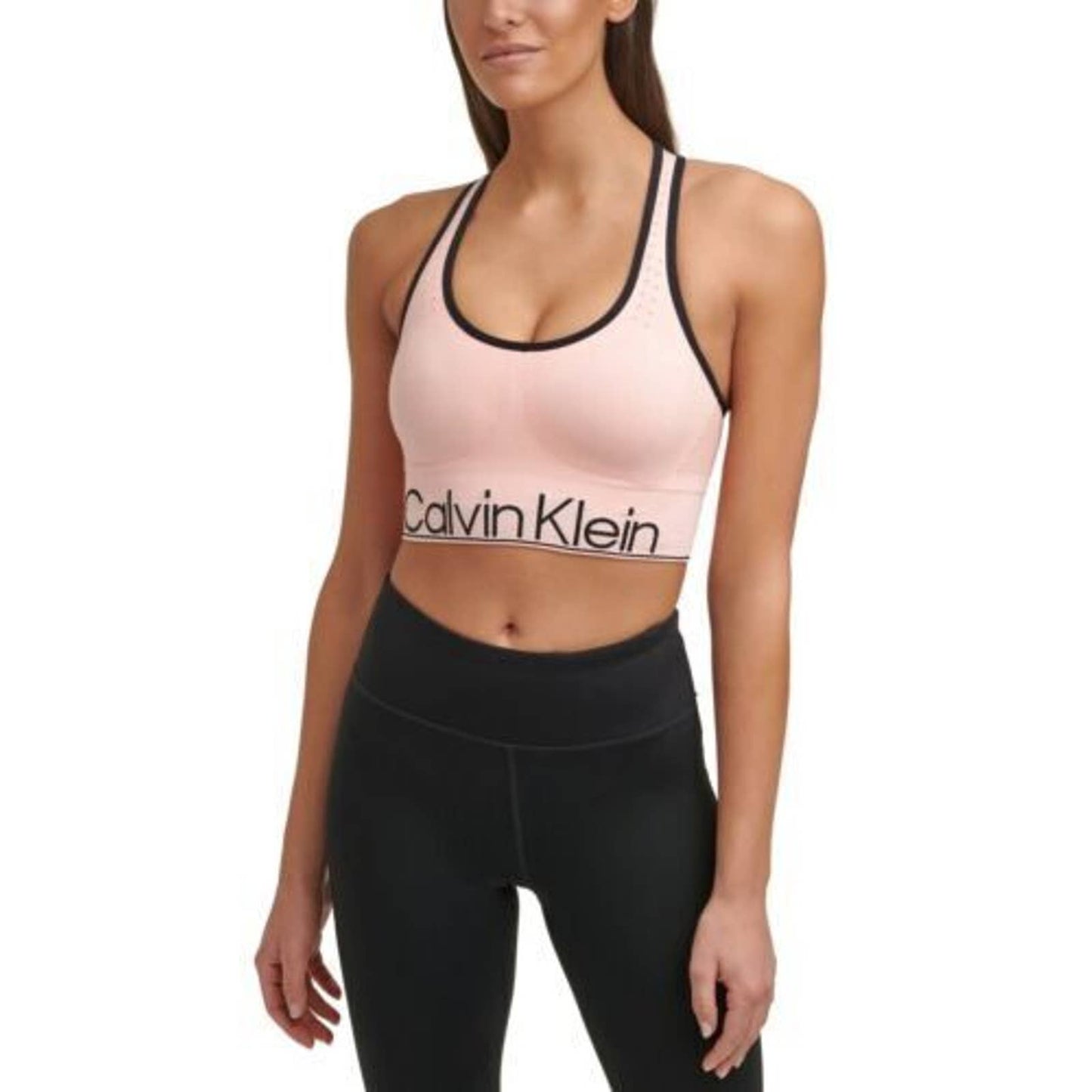 Calvin Klein Women's Mid-Impact Sports Bra Peach NWT