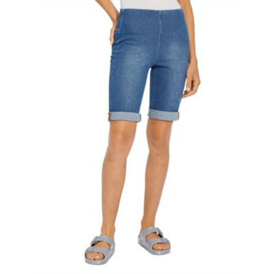 LYSSE Ladies Medium Wash Basic Boyfriend Fit Denim Jegging Shorts, NWT!