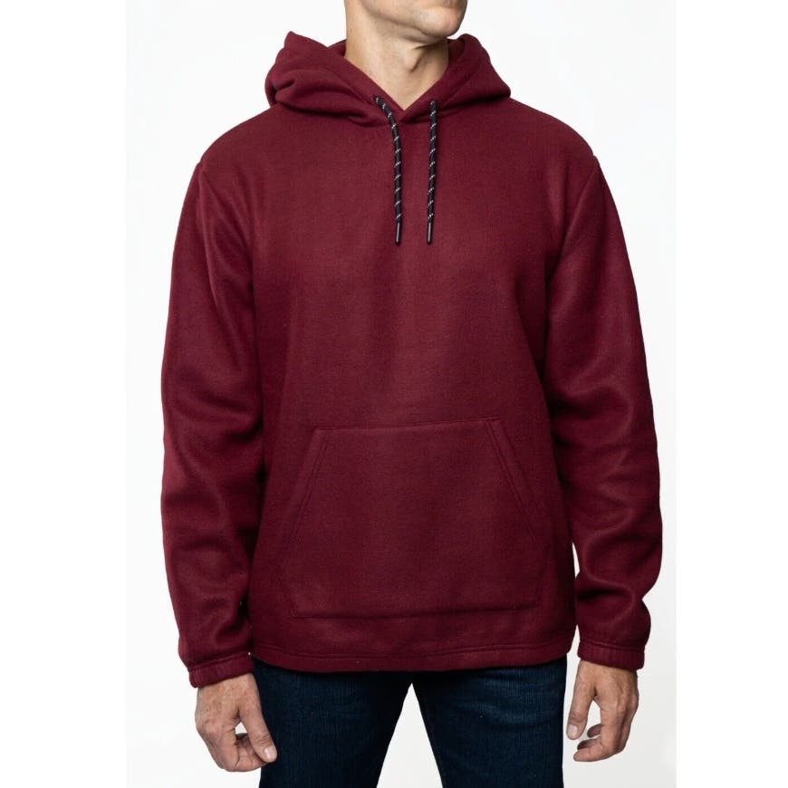 Lazer Lazer Men's Polar Fleece Pullover Hoodie Maroon, Size Large