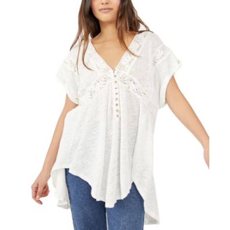 Free People Ladies White Asymmetrical "Way Out There" Tunic Top, Size M, NWT!