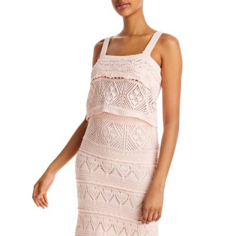 Lucy Paris Ladies Light Pink "Kirana" Crochet Crop Top