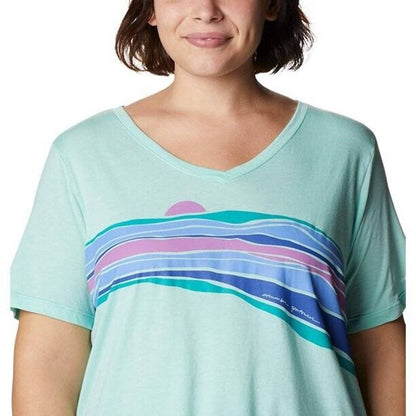 Columbia Womens Plus Size Bluebird Day Mint Cay Heather Striped Hills