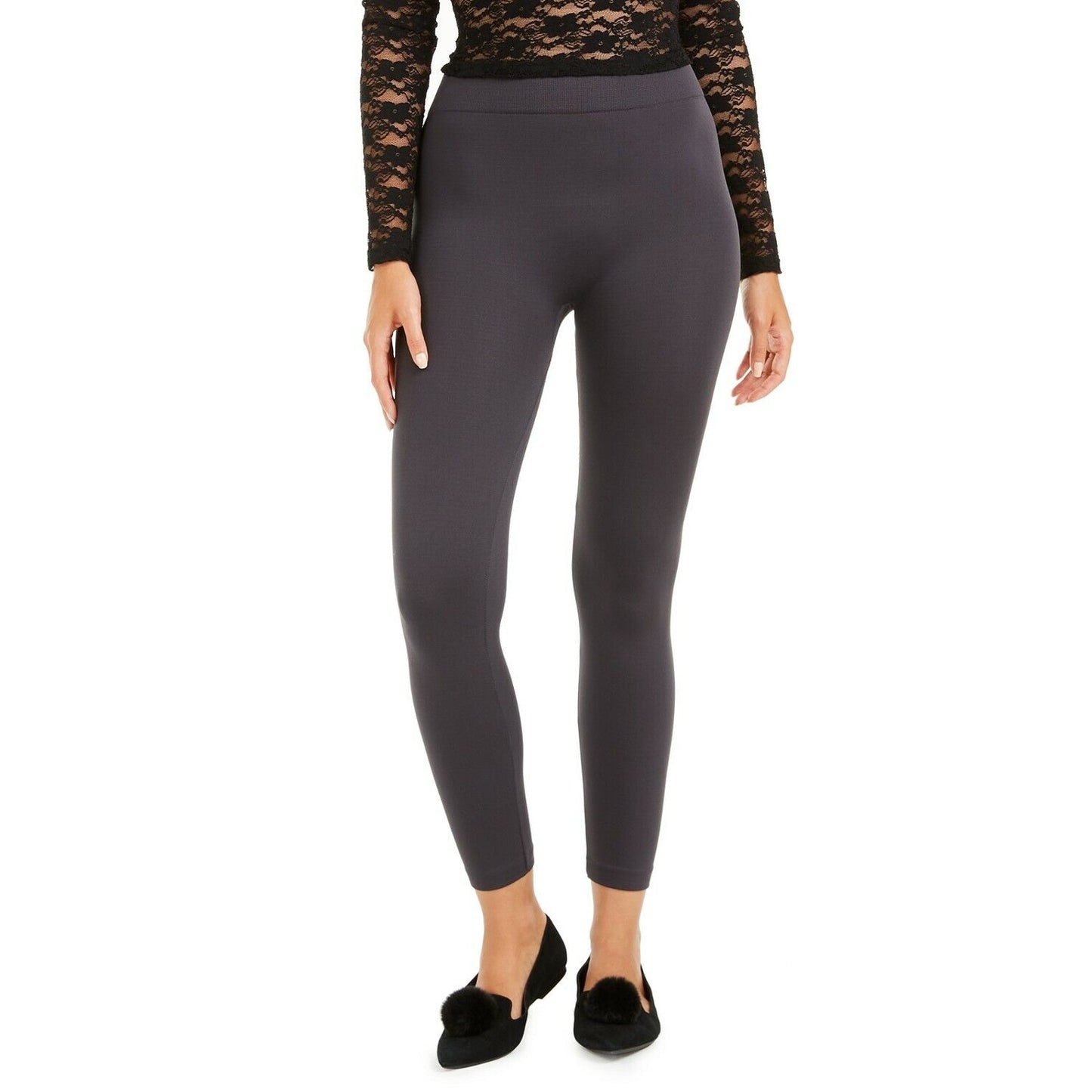 HUE Ladies Brushed Seamless Leggings w/ Knit Cozy Brushed Lining in Cobblestone