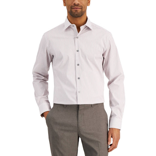 ALFANI Men's Striped White Berry Button Up Dress Shirt, NWT