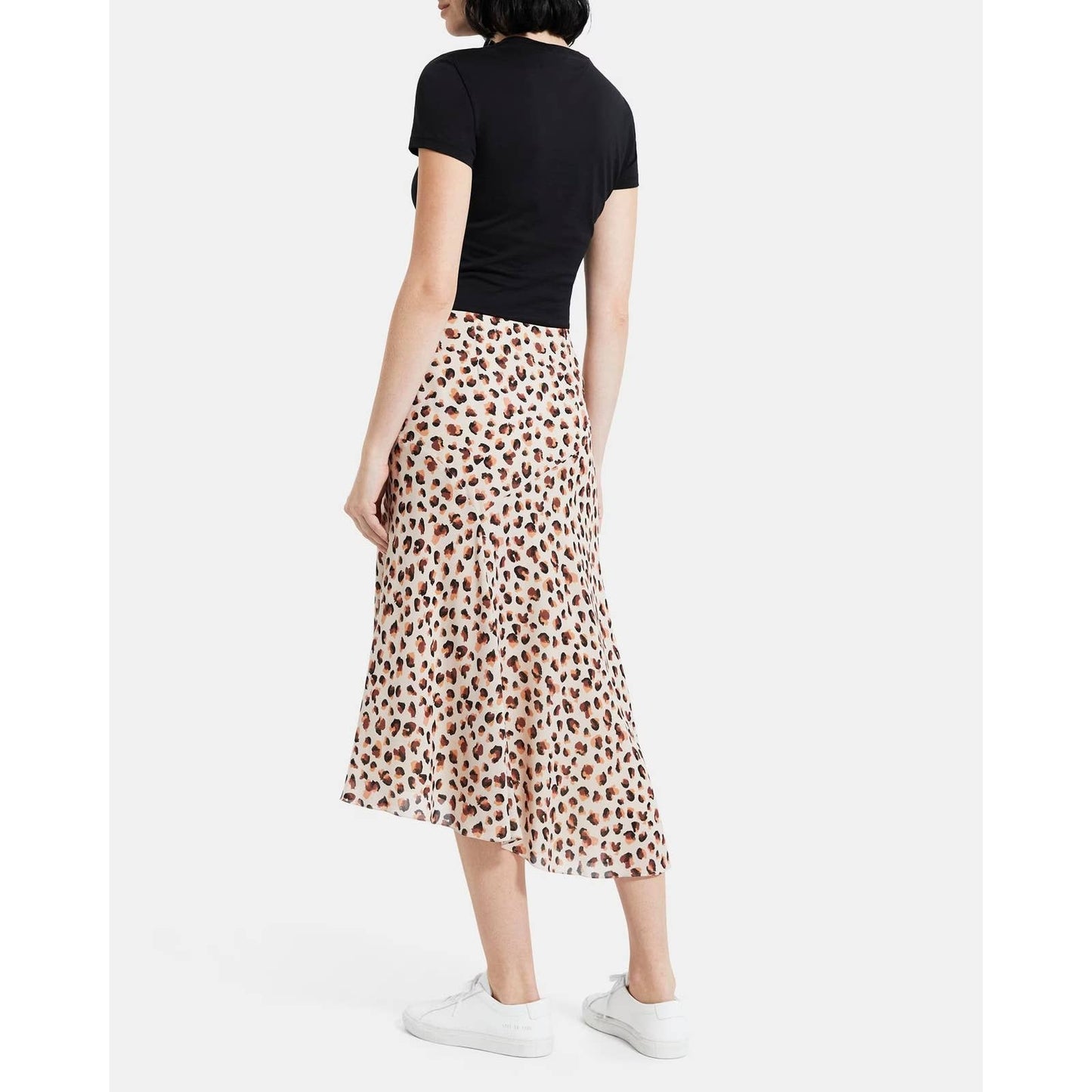 THEORY Asymmetrical Skirt in Leopard Silk