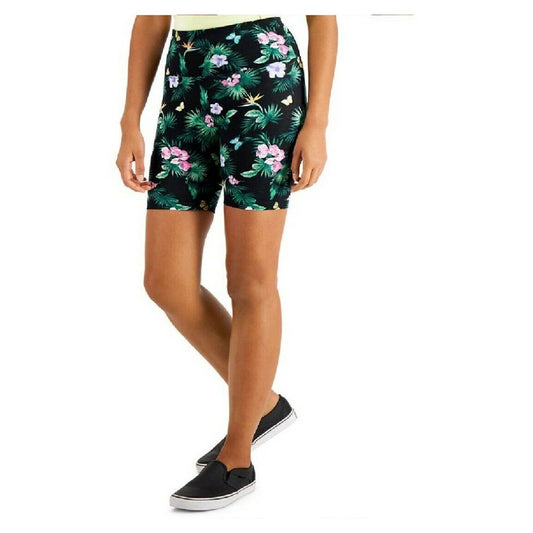 INC International Concepts Floral-Print Bike Shorts Tropical Floral, S, NWT