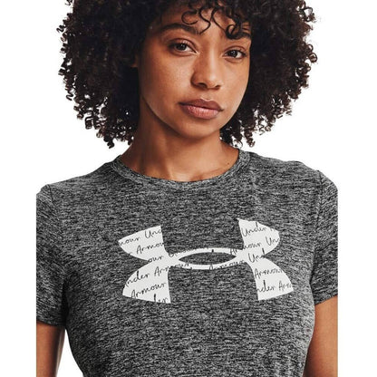 Under Armour Women's UA Tech Logo T-Shirt Jet Gray White, XS, NWT