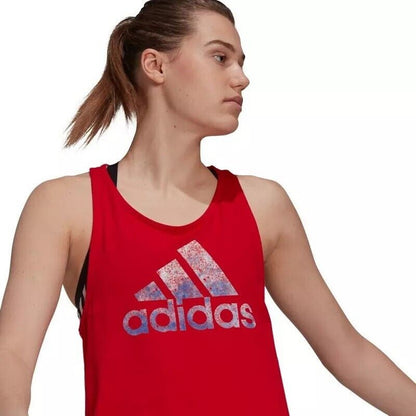 Adidas Womens Cotton Snow Cone-Inspired Tank Scarlet