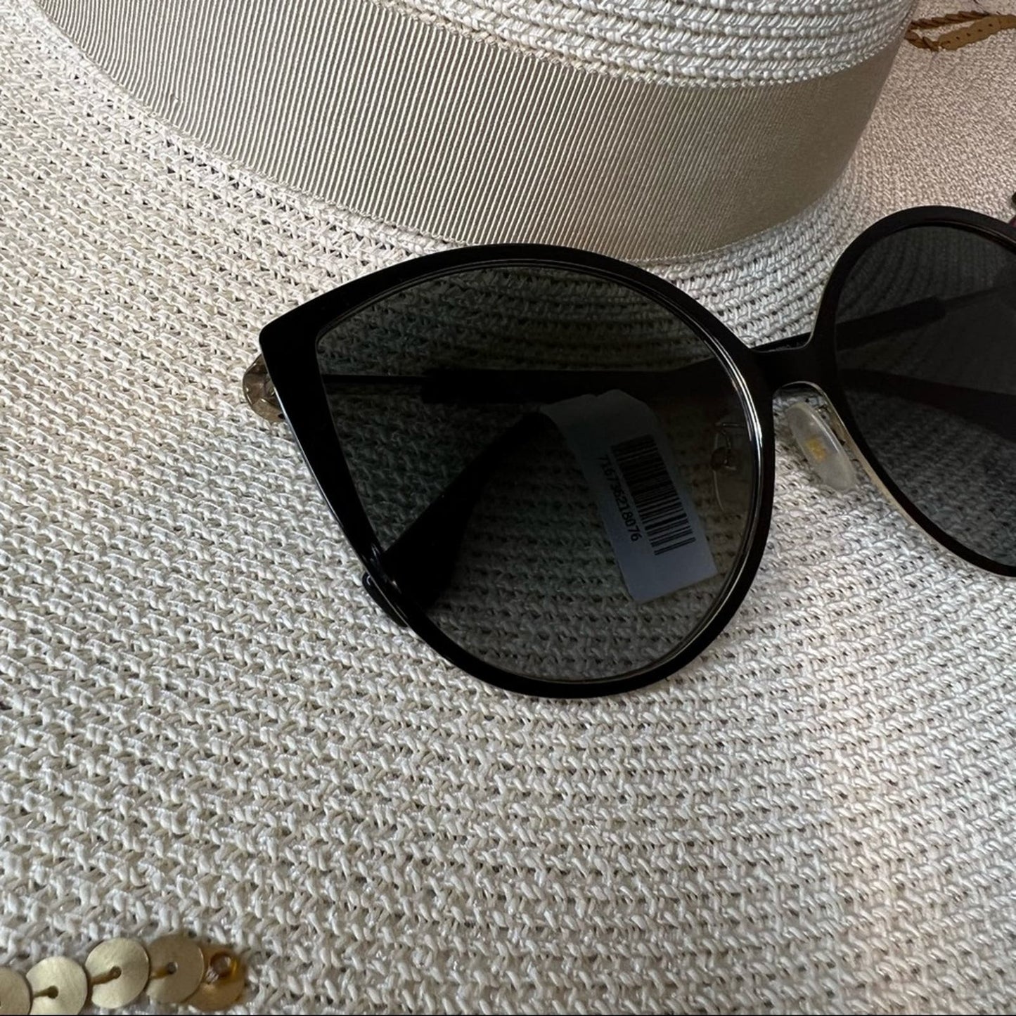 Fendi Black Cat Eye Sunglasses w/ Gold Details & Gray Gradient Lenses