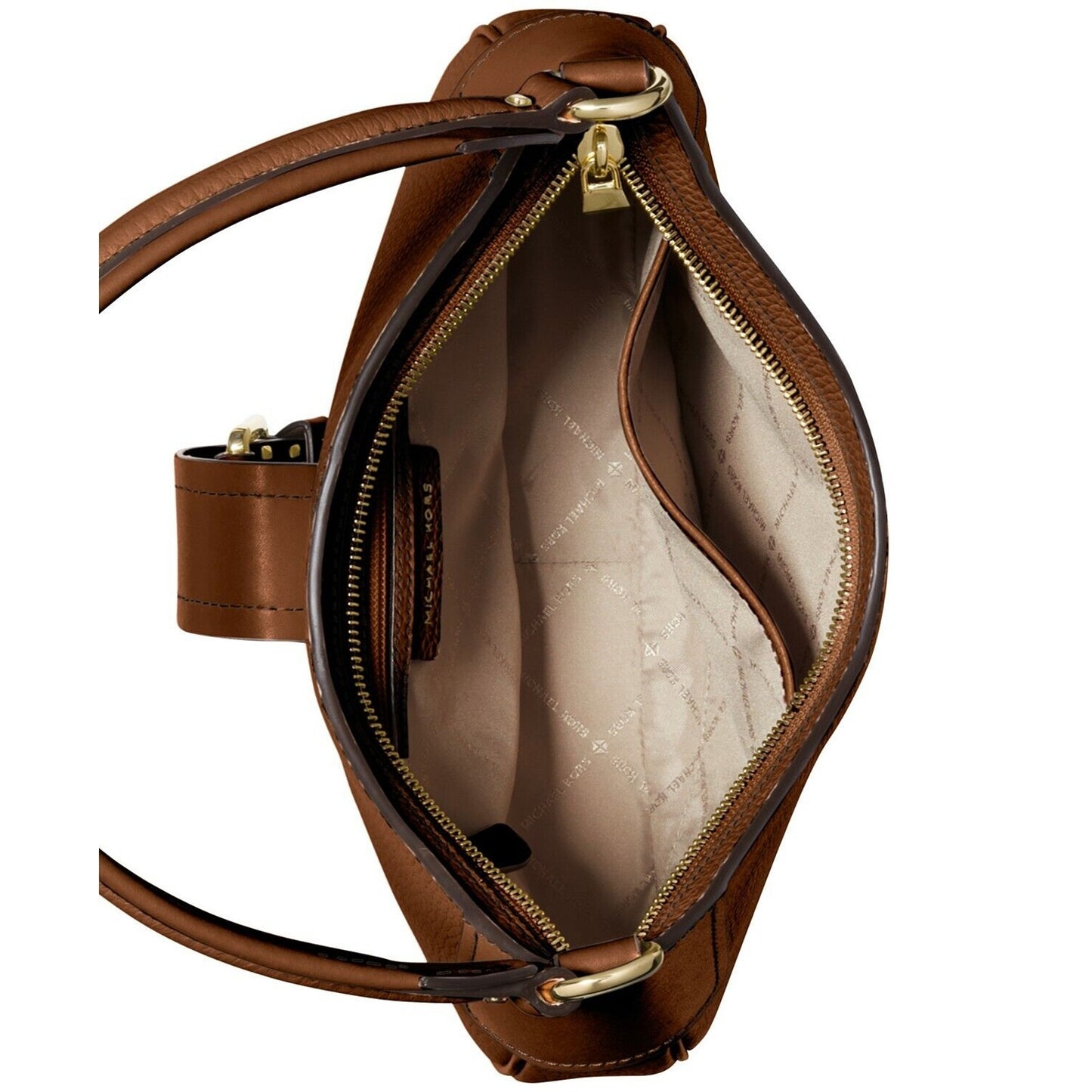 Michael Kors “Lillian” Small Brown Pebbled Leather Shoulder Bag, Gold Hardware