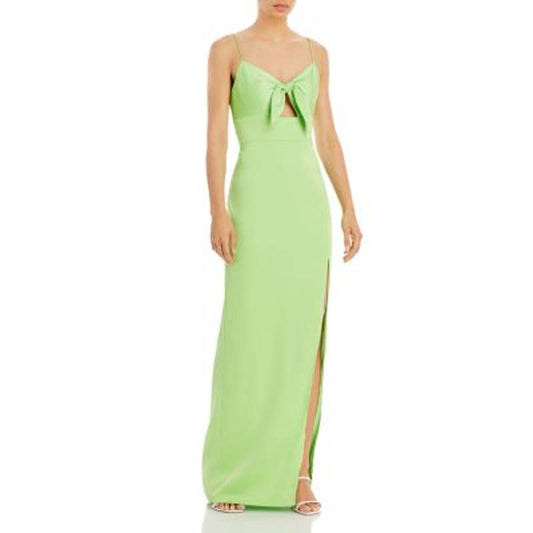 Aidan Ladies Lime Green Tie Front Bodice Gown w/ Slit, Size 6, NWT!