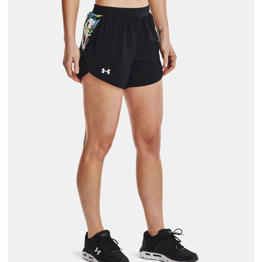 Under Armor Women's UA Fly-By 2.0 Floral Shorts, Black, NWT