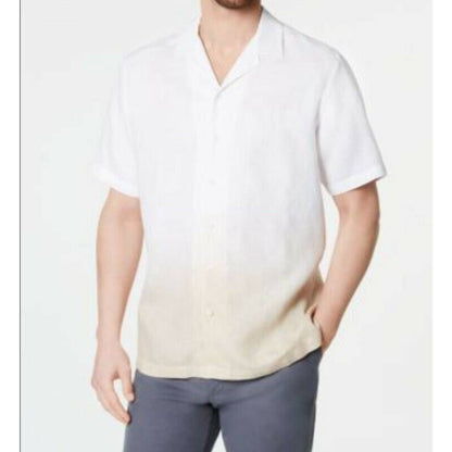 TASSO ELBA MEN'S SS BUTTON FRONT OMBRE LINEN SHIRT