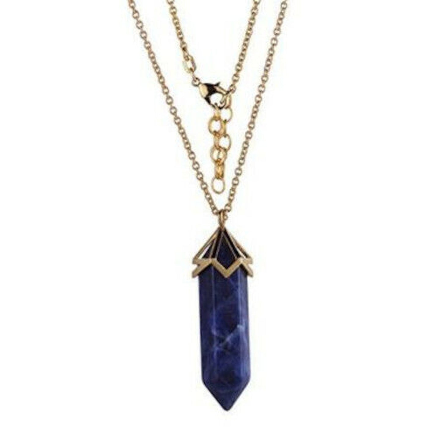 MACY'S Genuine Blue Sodalite Pendant Necklace w/ Silver Hardware/Chain NWT $80!