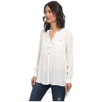 FREE PEOPLE, Ladies Boyfriend Button Down Pullover Blouse Ivory