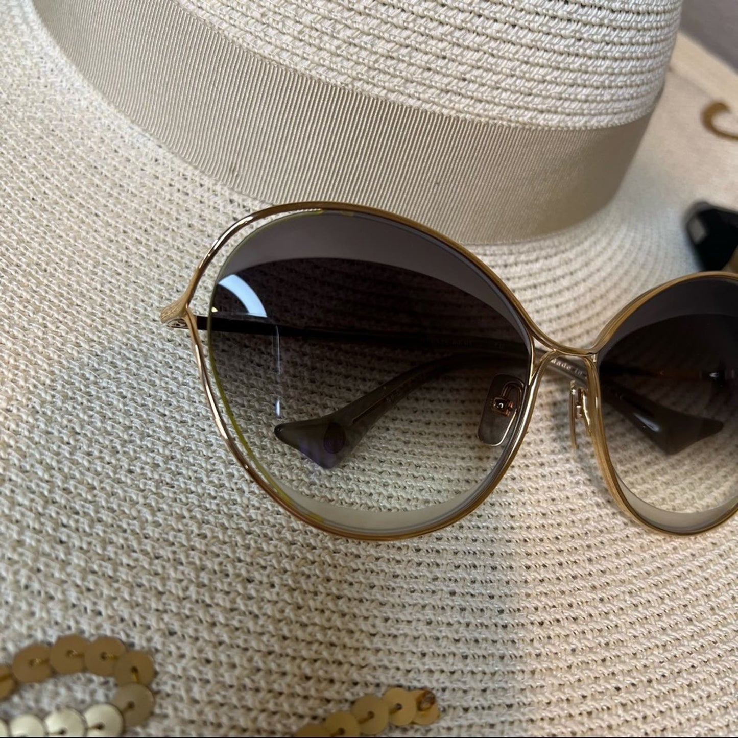DITA Gray & Gold “Sasu” Sunglasses w/ Leather Roll-Up Case, NIB!