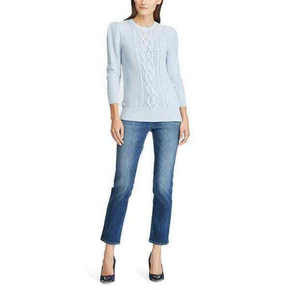 LAUREN RALPH LAUREN LADIES TISHARI 3/4 SLEEVE SWEATER TOILE BLUE