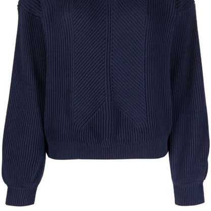 Lauren Ralph Lauren Deep Navy Blue Ribbed Accent Sweater