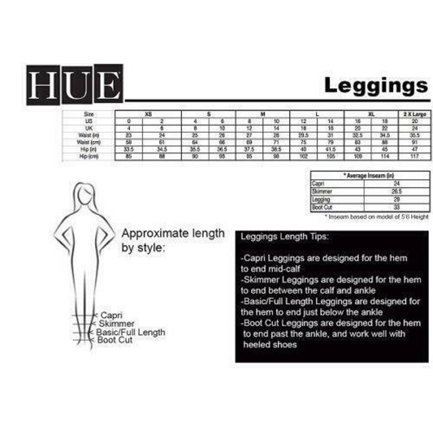 HUE LADIES MICROFLEECE COMFORT LEGGINGS, BLACK NWT