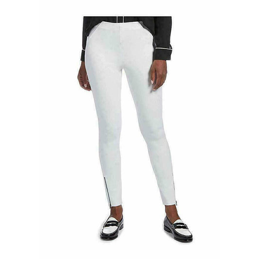 HUE LADIES ANKLE ZIP SIMPLY STRETCH SKIMMER LEGGING JEGGING XS, WHITE NWT