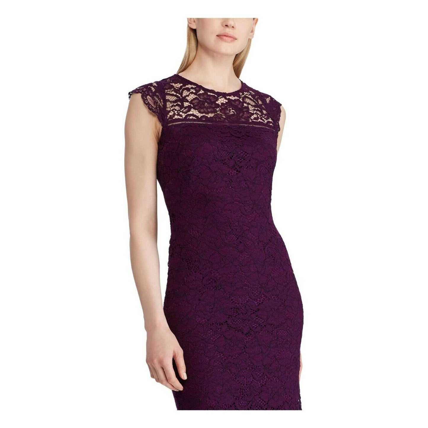 LAUREN RALPH LAUREN LADIES DARYL CAP SLEEVE COCKTAIL DRESS PURPLE SZ 8 NWT $165