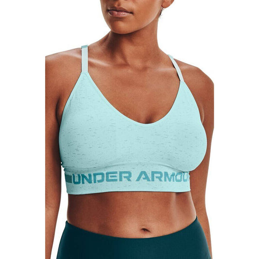 Under Armour UA Seamless Cross-Back Low-Impact Sports Bra Breeze Cosmos Aqua NWT