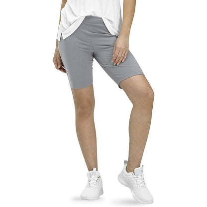 HUE Essentials Women's Athleisure Cotton Blend Biker Shorts in Granite Gray