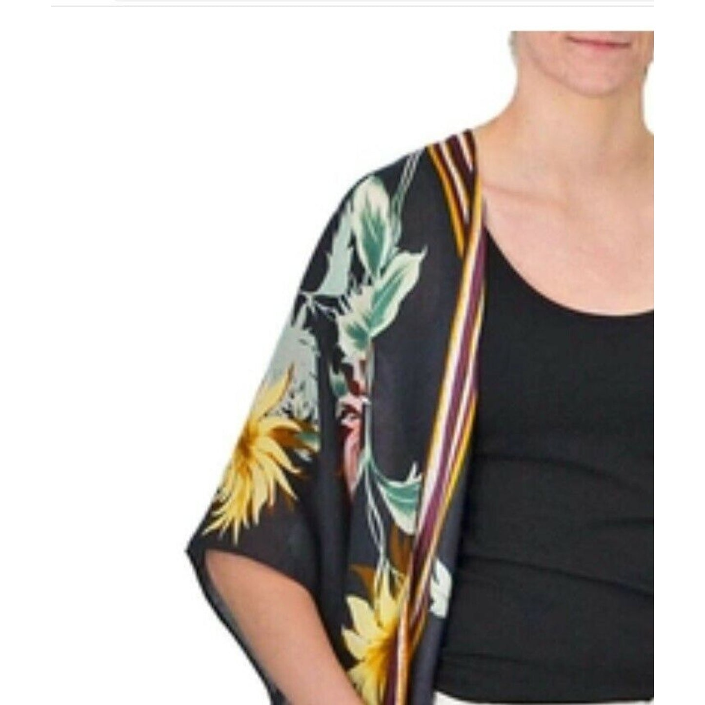 SAVE THE OCEAN WOMEN'S WOVEN KIMONO BLACK MULTI, NWT