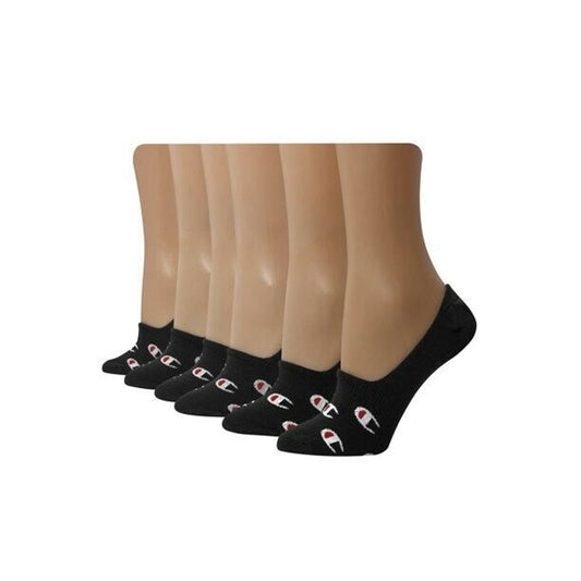 Champion Womens 6-Pk. Invisible Liner Socks Black Logo