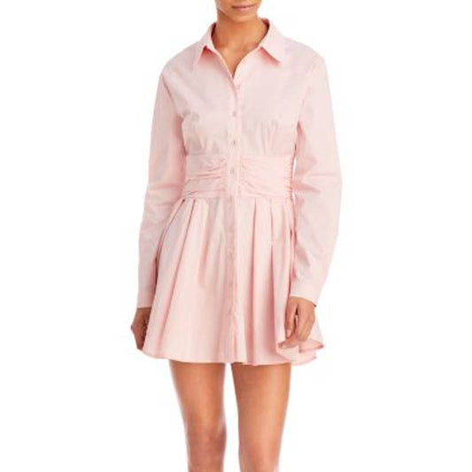 Bardot Ladies Cameo Pink Long Sleeve "Leoni" Mini Shirt Dress, Size XS, NWT!