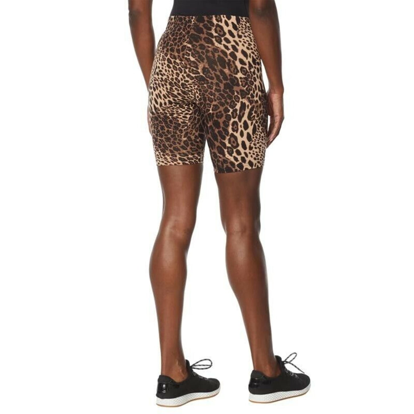 Hue Essentials Women's Wavy Leopard Bike Shorts, Brown