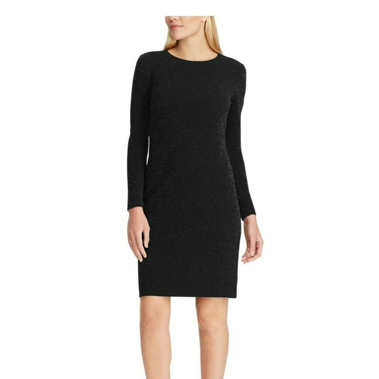 Ralph Lauren "Vallina" Black Cocktail Dress w/ Shimmer Accents, Long Sleeve