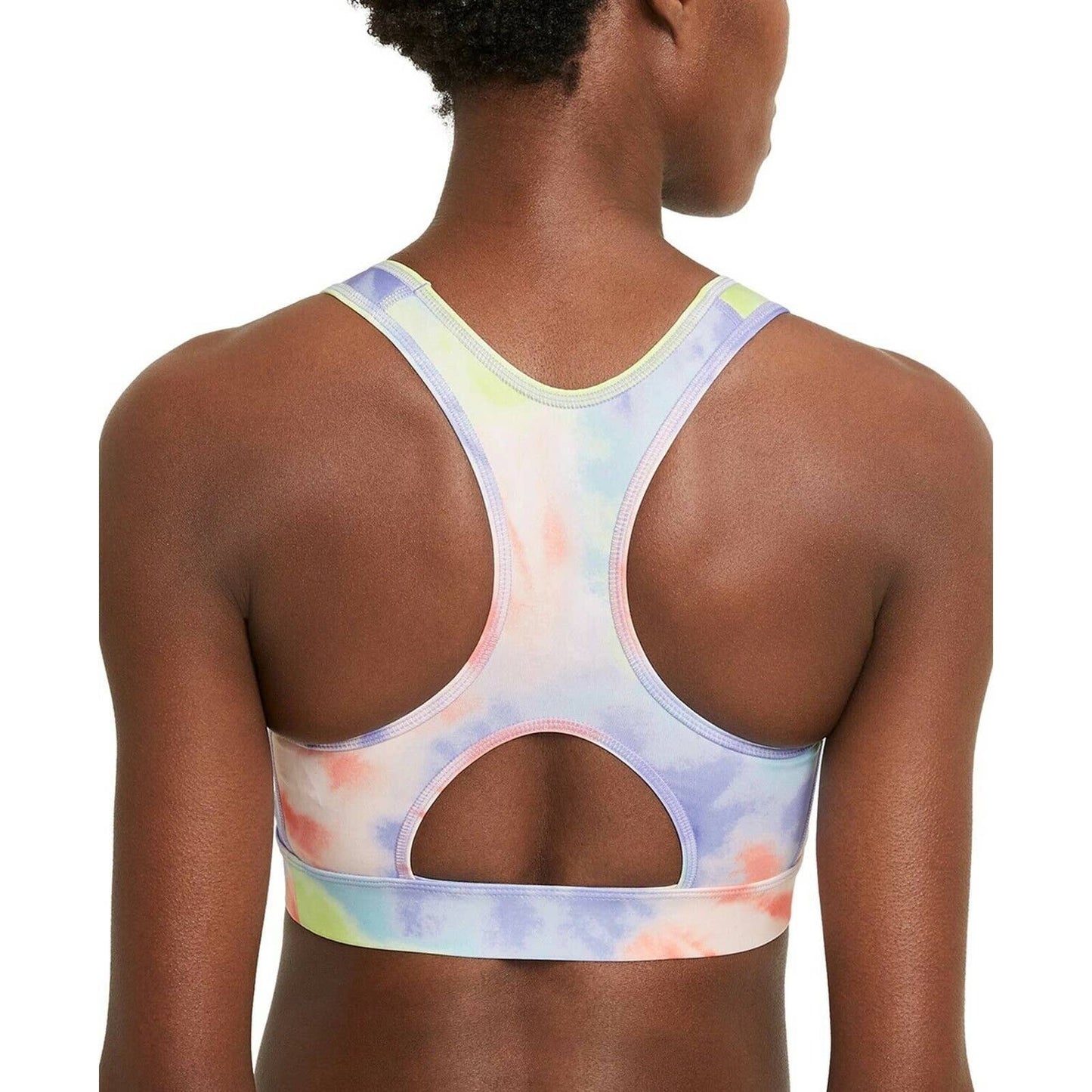 Nike Pro Ladies Printed Cutout Back Tie Dye Sports Bra Bright Mango, NWT