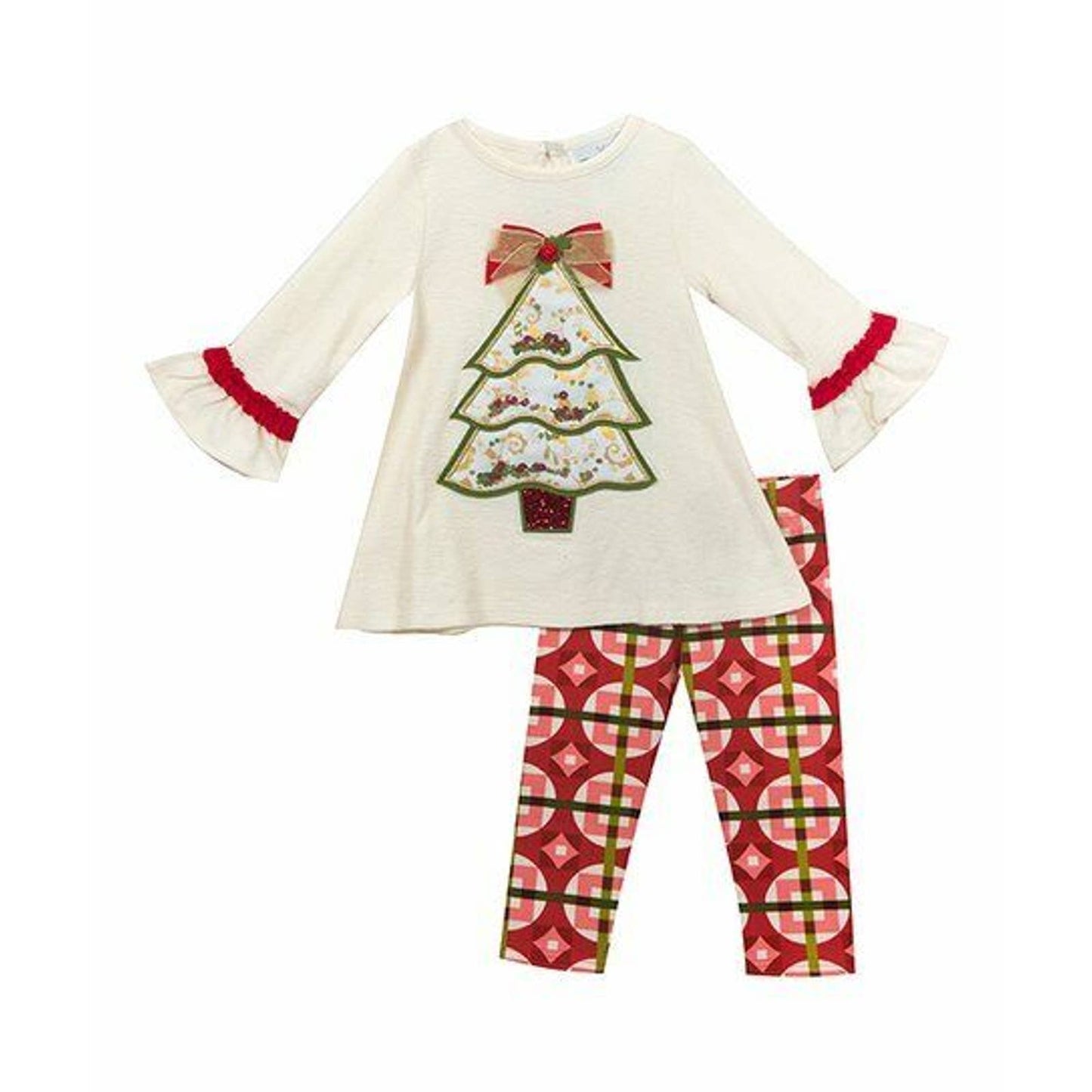 RARE EDITIONS 2 PC Set Christmas Tree Tunic, Art Deco Leggings, NWT, 24M