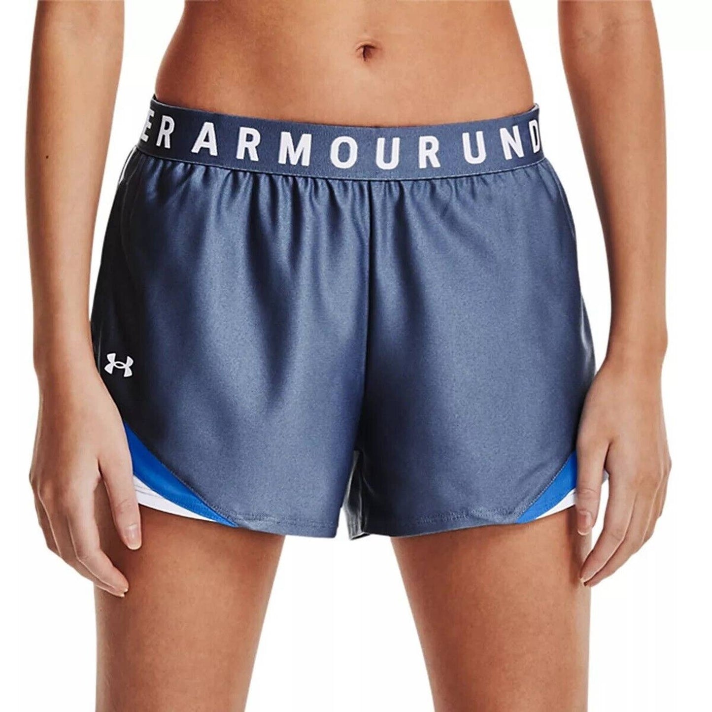 Under Armour Women's Play Up 3.0 Tri-Color Shorts, Mineral Blue, SM, NWT