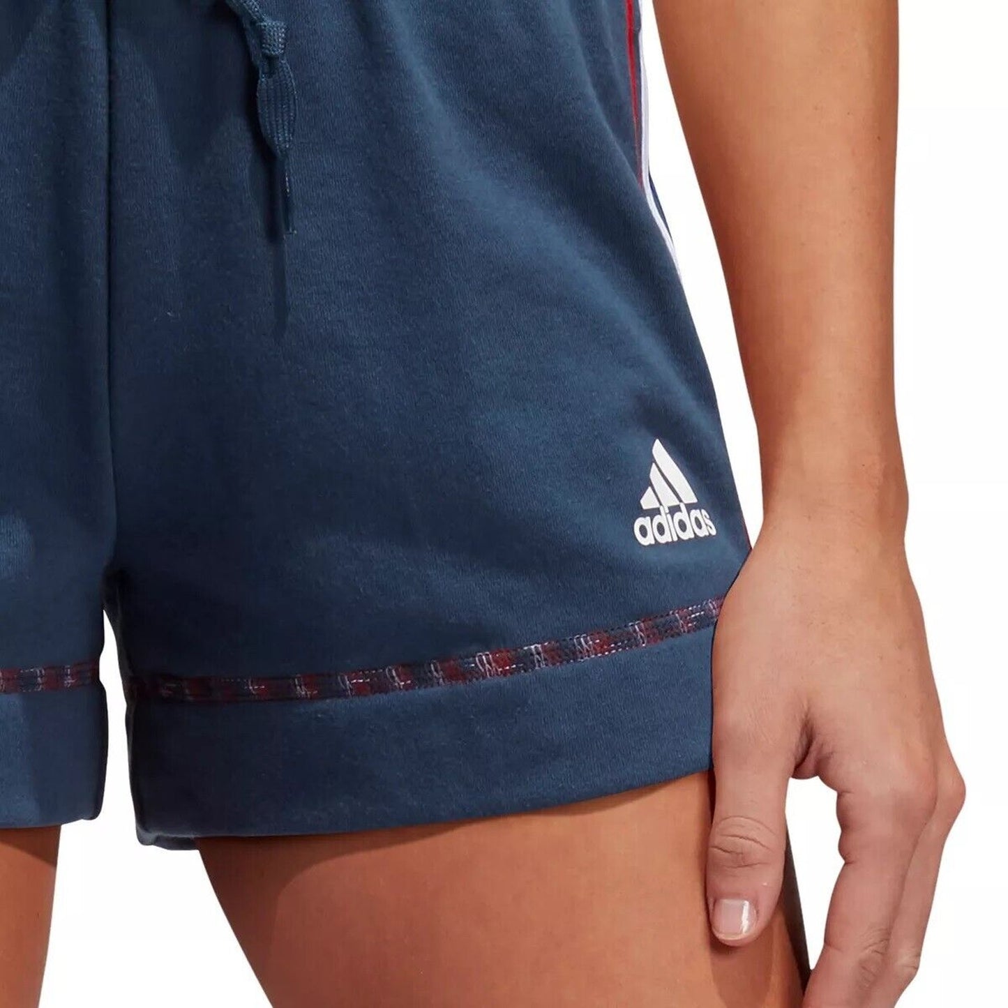 Adidas Womens Snowcone Drawstring Short Solid Crew Navy Stripe, NWT