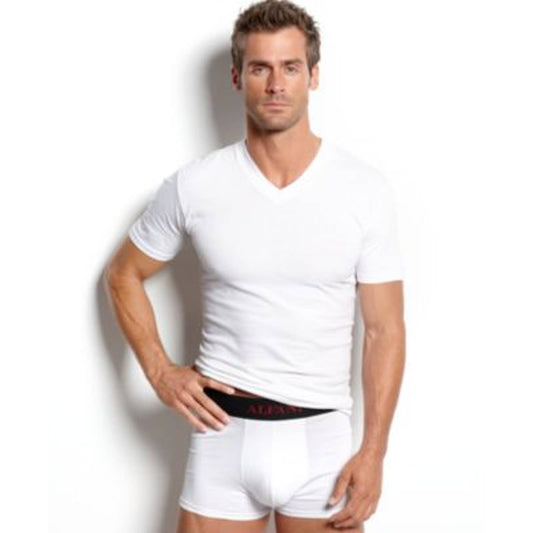 ALFANI Men's 4 Pack White Undershirts, V-Neck, Size Small, NWT!