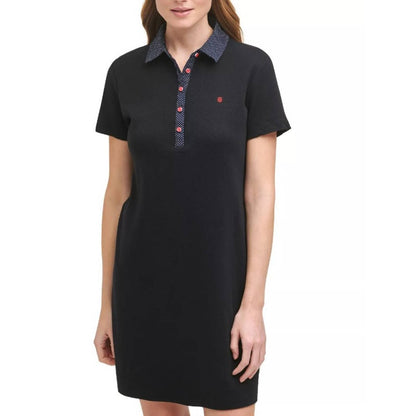 Tommy Hilfiger Ladies Deep Navy Blue Polo T-Shirt Dress, Red Buttons