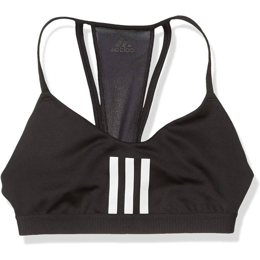 Adidas Women's All Me 3 Stripe Mesh Low-Impact Sports Bra Black