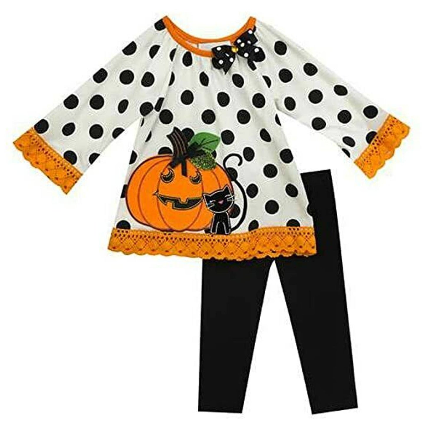 RARE EDITIONS, Polka Dot Pumpkin Dress w/ Black Leggings, Halloween, NWT, $30