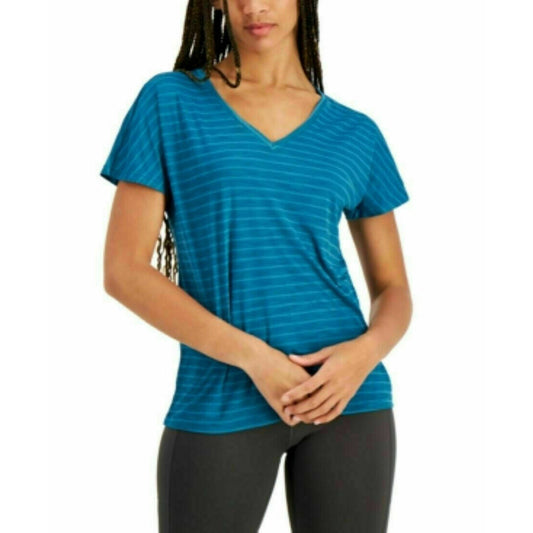 ID Ideology Shadow-Stripe V-Neck T-Shirt Zen Teal