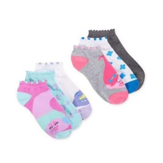 PLANET SOX, Women's 6 Pack, Trolls, No-Show, Pink Multi-Color