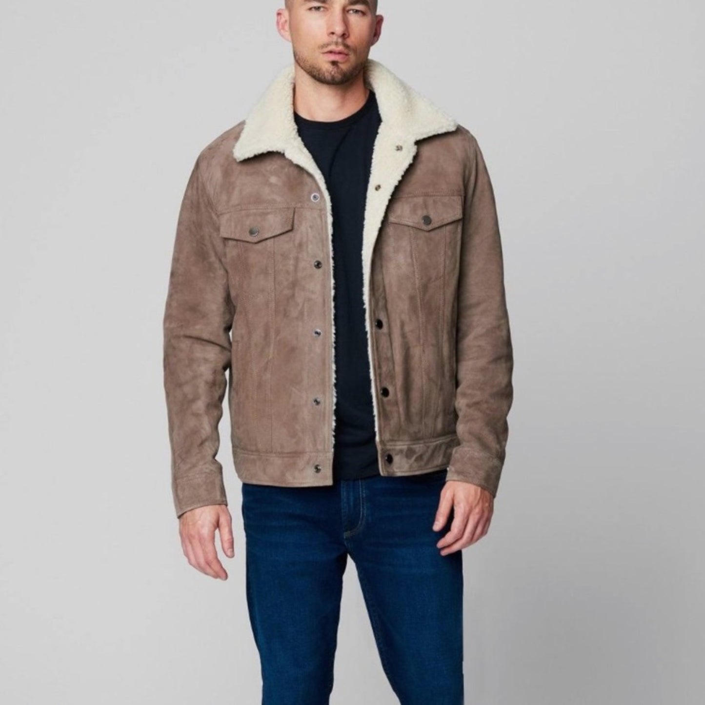 Blank NYC Men’s Brown Suede Jacket w/ Cream Sherpa Lining, “Into the Wild”