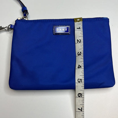 DKNY Royal Blue Nylon Wristlet Wallet, Zipper Closure, Silver Hardware, NWT!