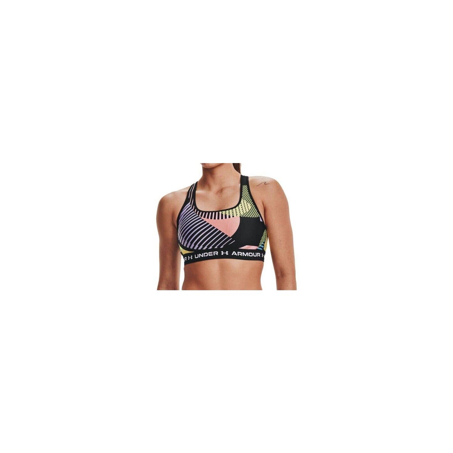 Under Armour Printed Cross-Back Medium-Support Sports Bra Black Print, NWT