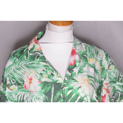 MICHAEL KORS, Men's Green & White Hawaiian Button Down Shirt