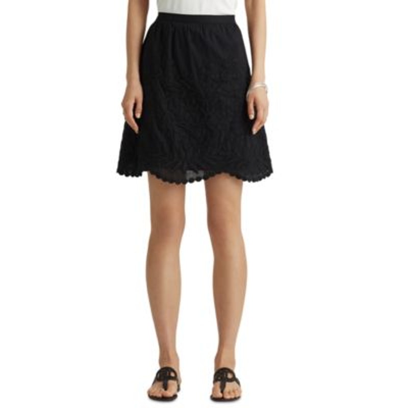 Lauren Ralph Lauren Ladies Polo Black Scalloped Hem Mini Skirt, Size 8