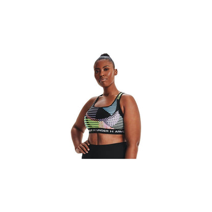 Under Armour Printed Cross-Back Medium-Support Sports Bra Black Print