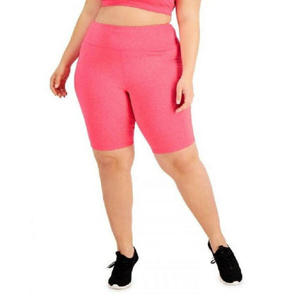 ID Ideology Plus Size Sweat Set Bike Short Flamenco Pink