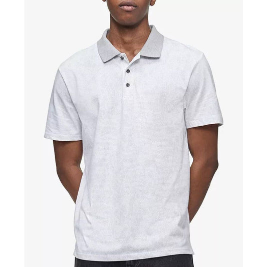 Calvin Klein Men's Brilliant White Monogram Logo Printed Polo Shirt, Size XL NWT